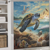 Sea Turtles Beach Shower Curtain Oceanic Vibes