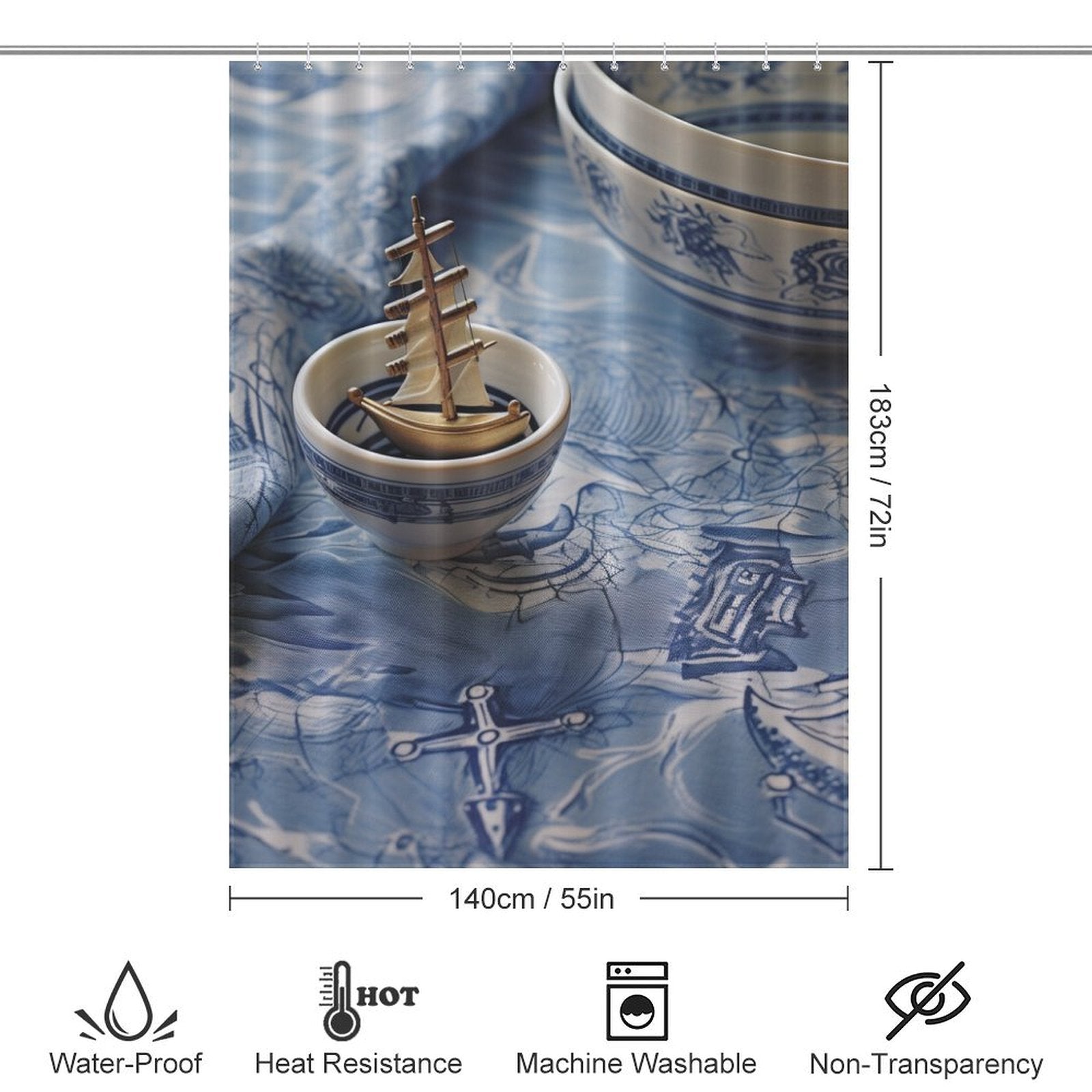 Seafarer Anchor Shower Curtain