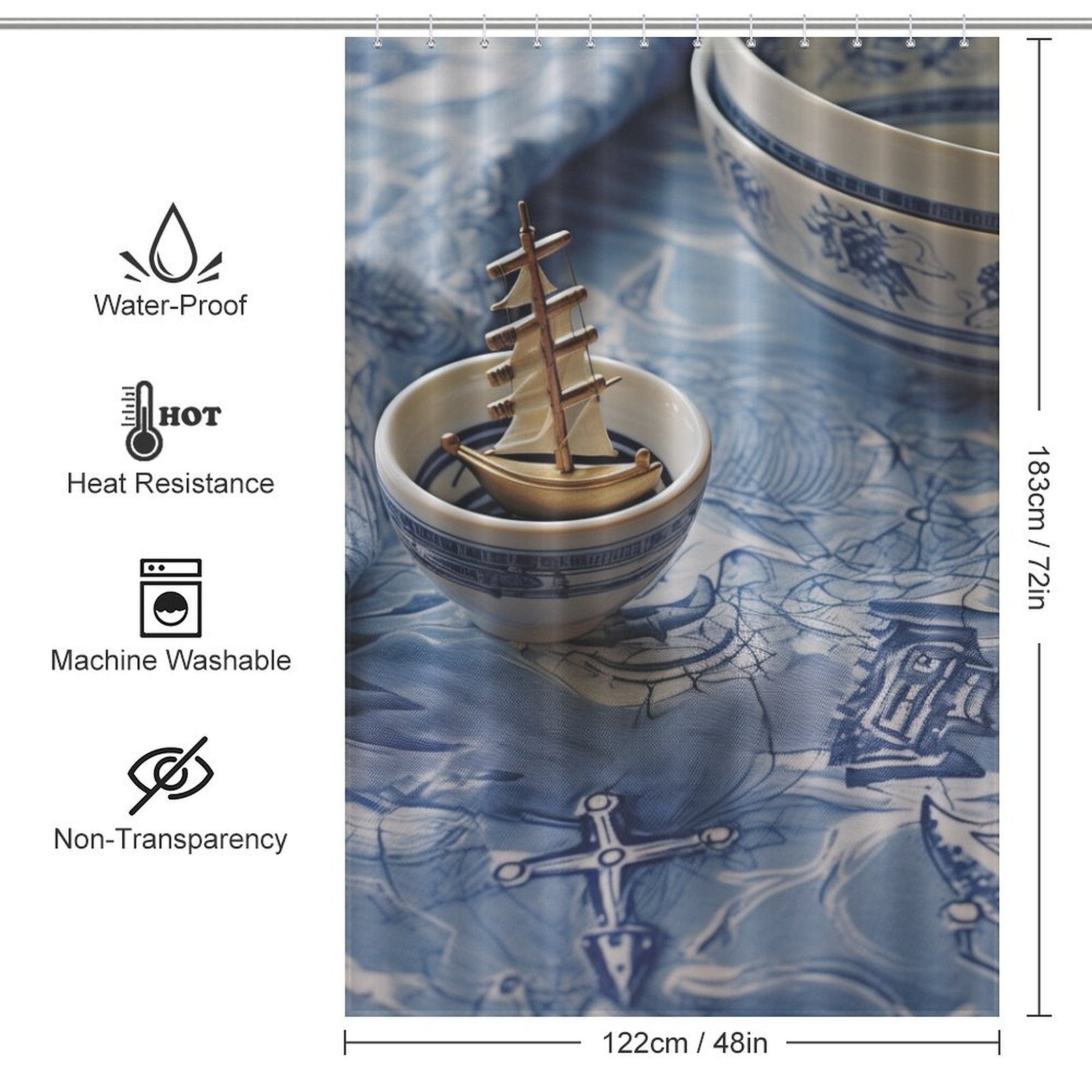 Seafarer Anchor Shower Curtain