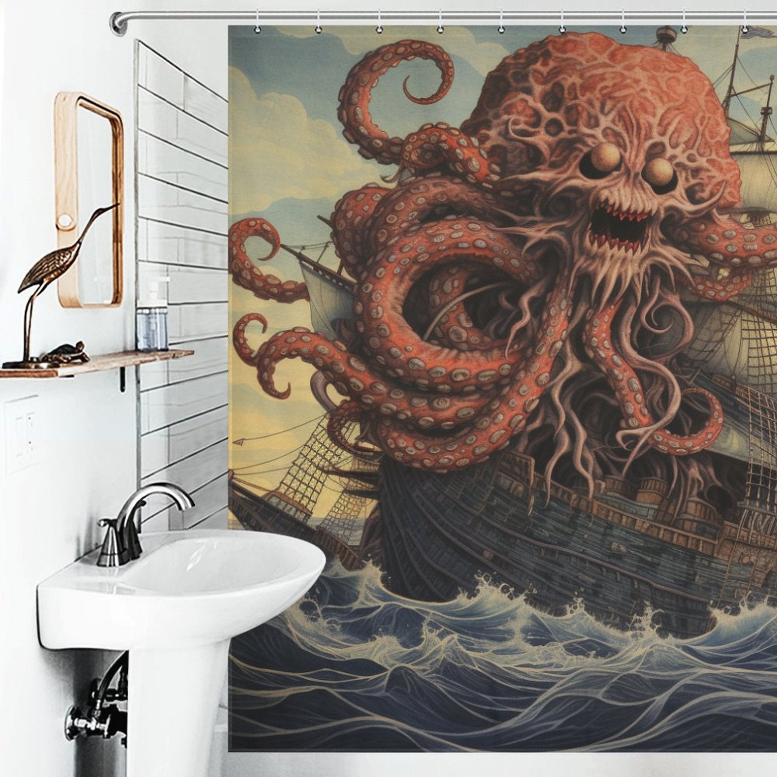 Seafaring Adventure Kraken Shower Curtain