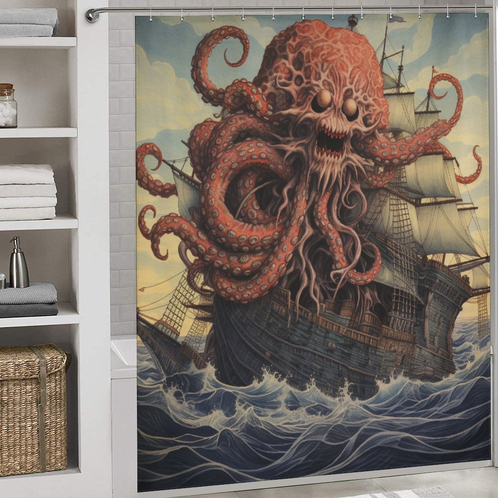 Seafaring Adventure Kraken Shower Curtain