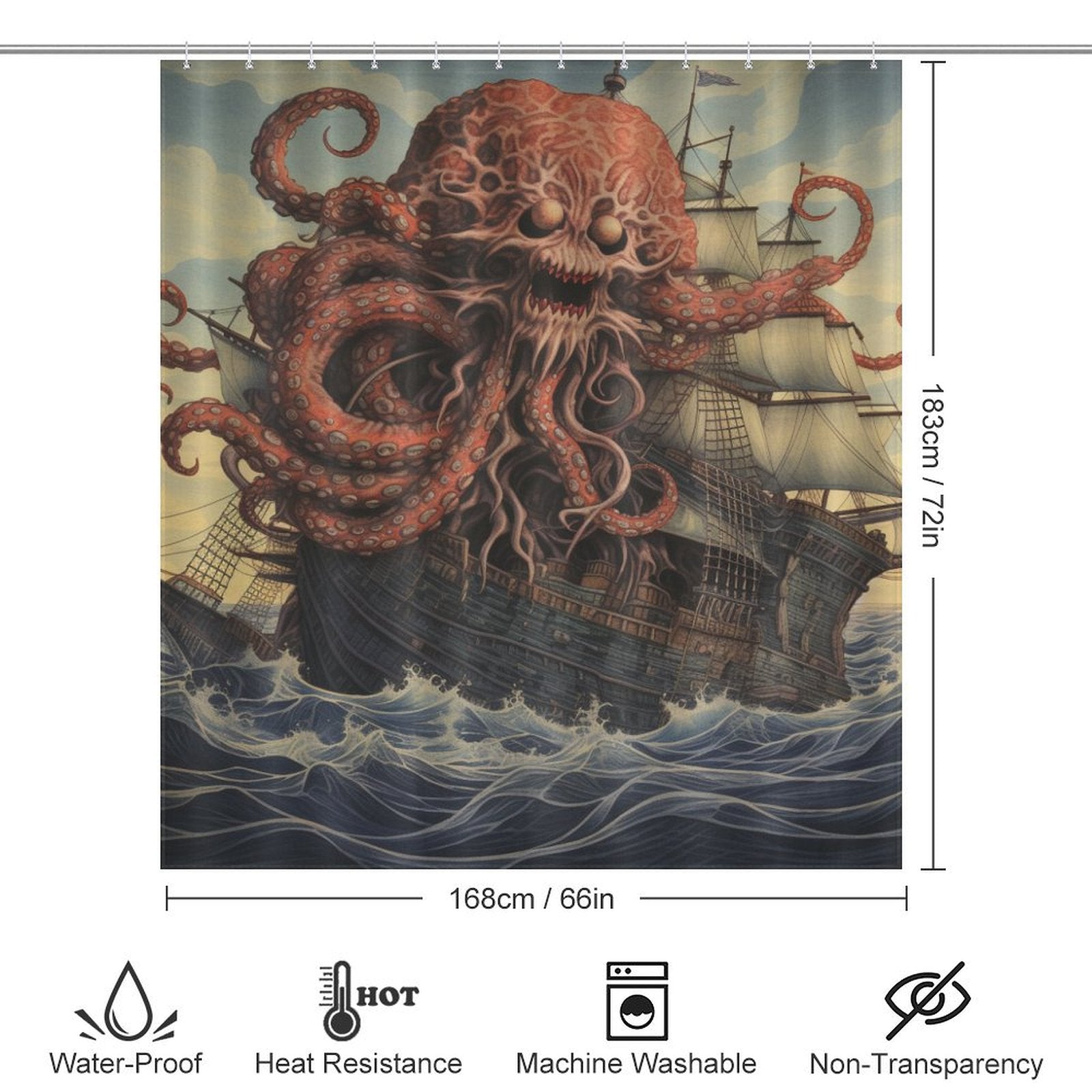 Seafaring Adventure Kraken Shower Curtain