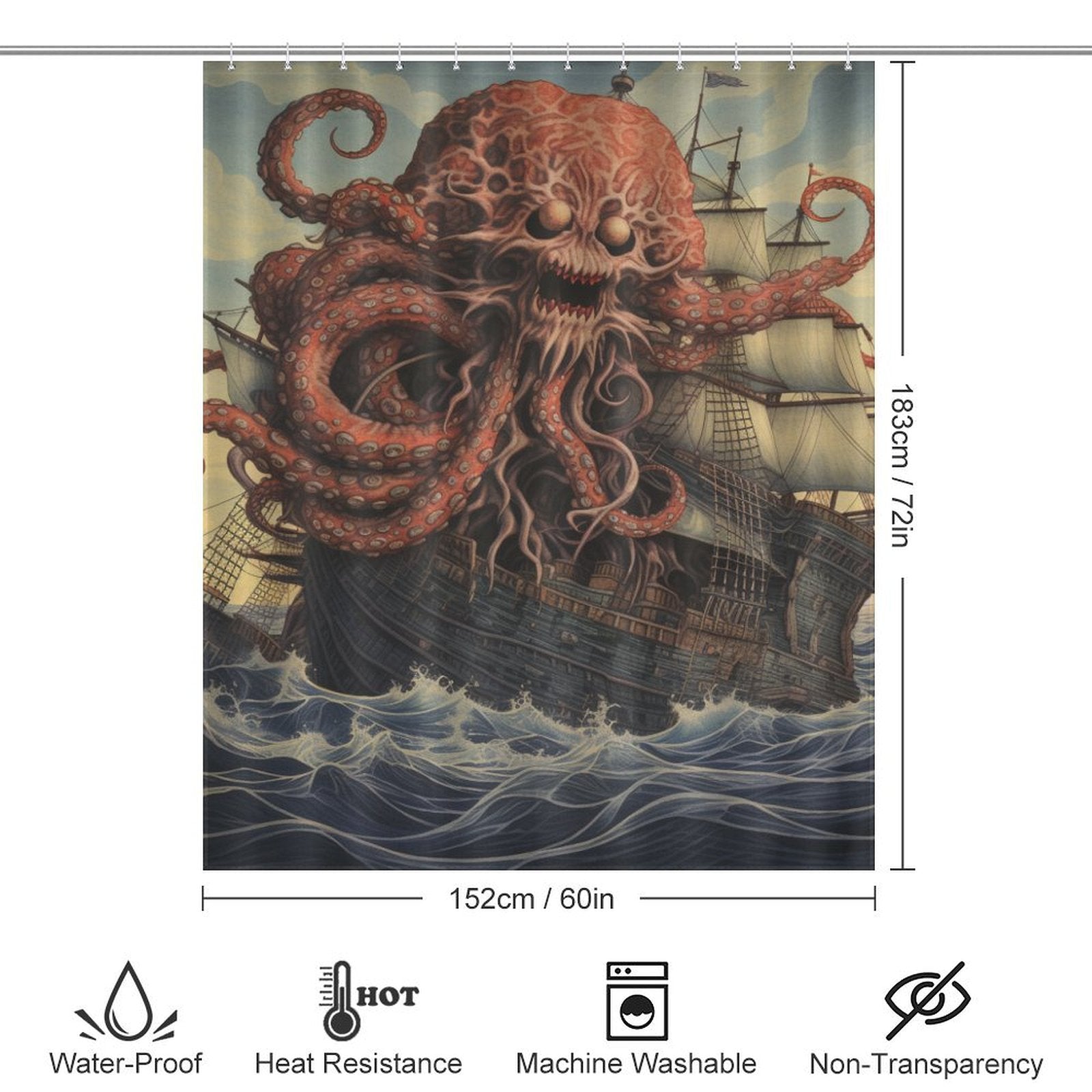 Seafaring Adventure Kraken Shower Curtain