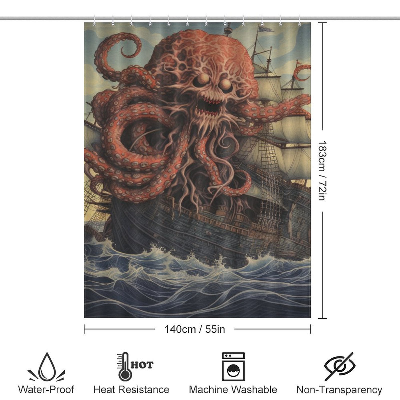 Seafaring Adventure Kraken Shower Curtain