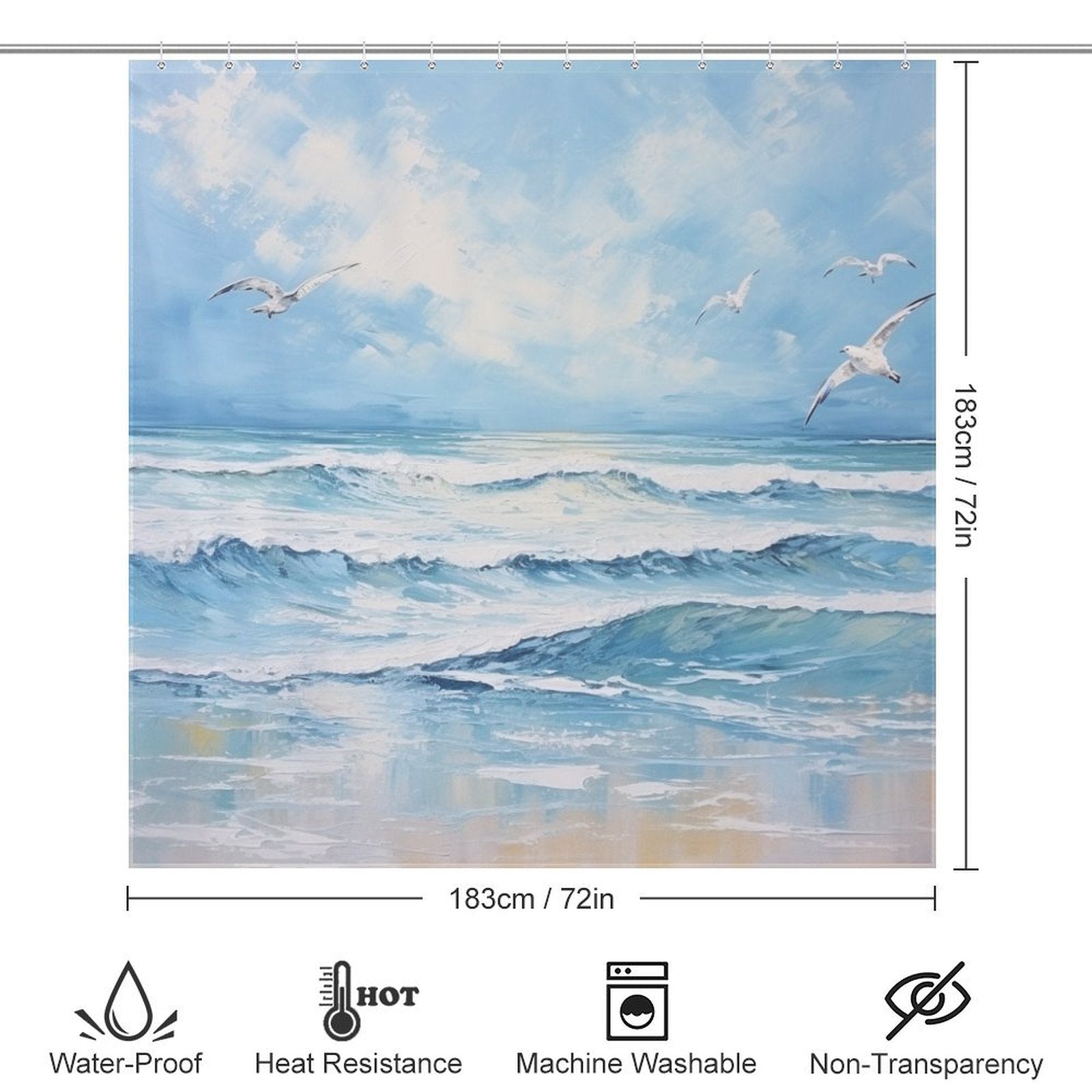 Seagull Beach Shower Curtain Ocean Bliss