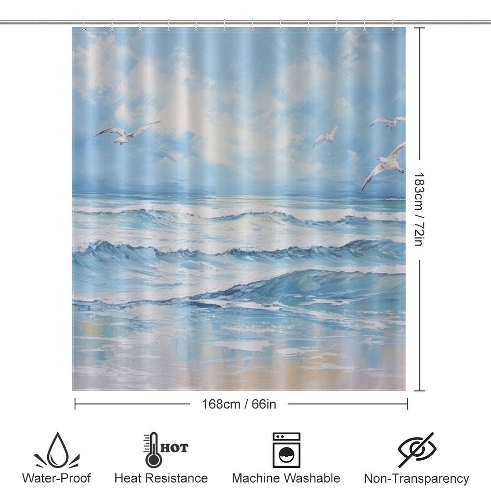 Seagull Beach Shower Curtain Ocean Bliss