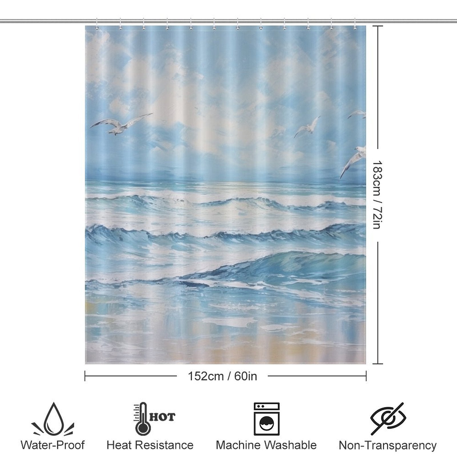 Seagull Beach Shower Curtain Ocean Bliss