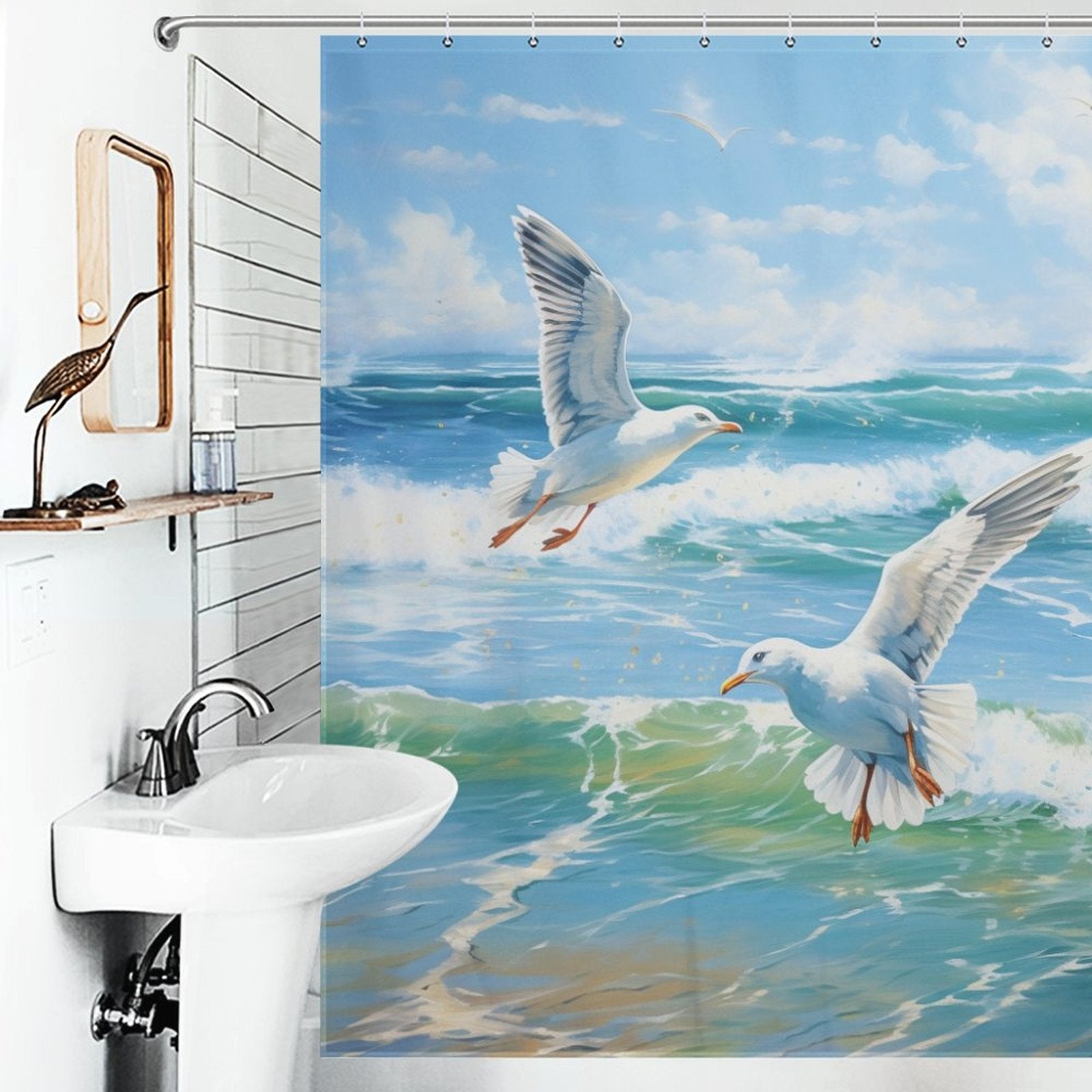 Seagull Beach Shower Curtain Sandy Shores