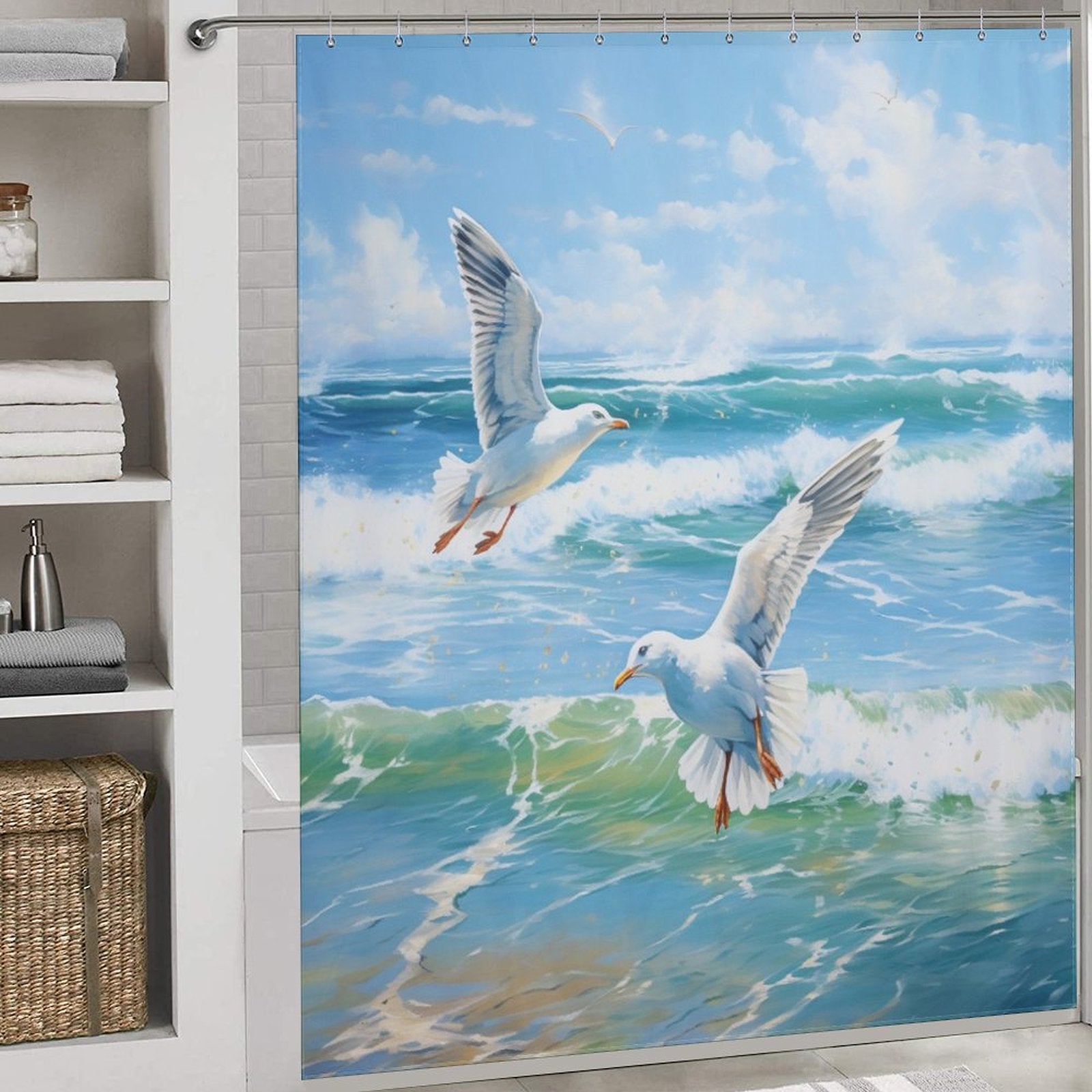 Seagull Beach Shower Curtain Sandy Shores