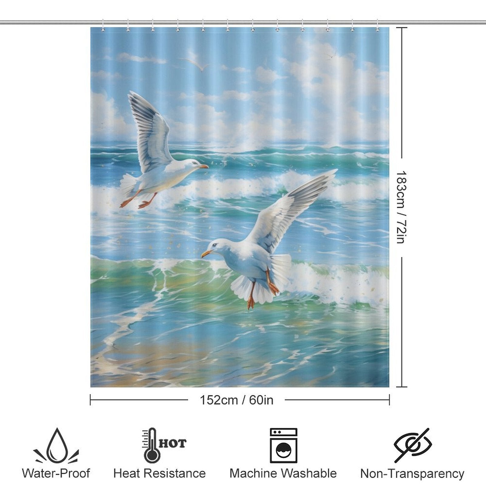 Seagull Beach Shower Curtain Sandy Shores