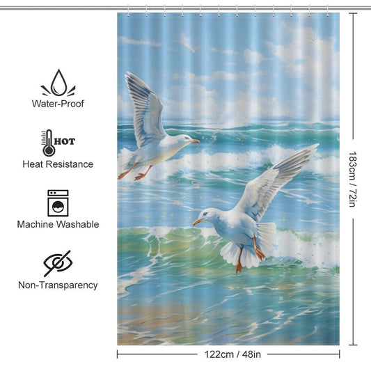 Seagull Beach Shower Curtain Sandy Shores