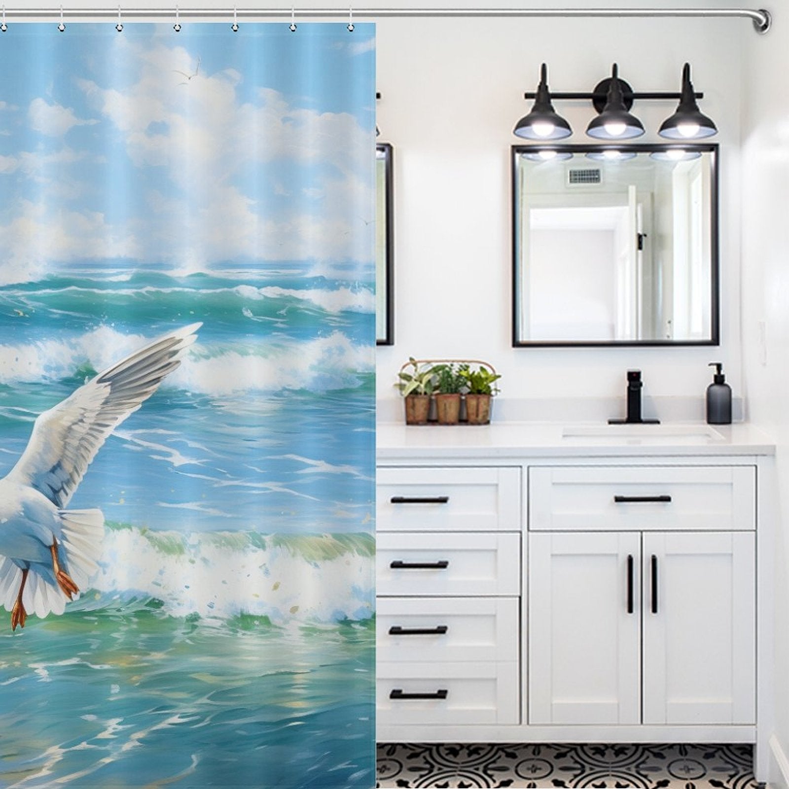 Seagull Beach Shower Curtain Sandy Shores