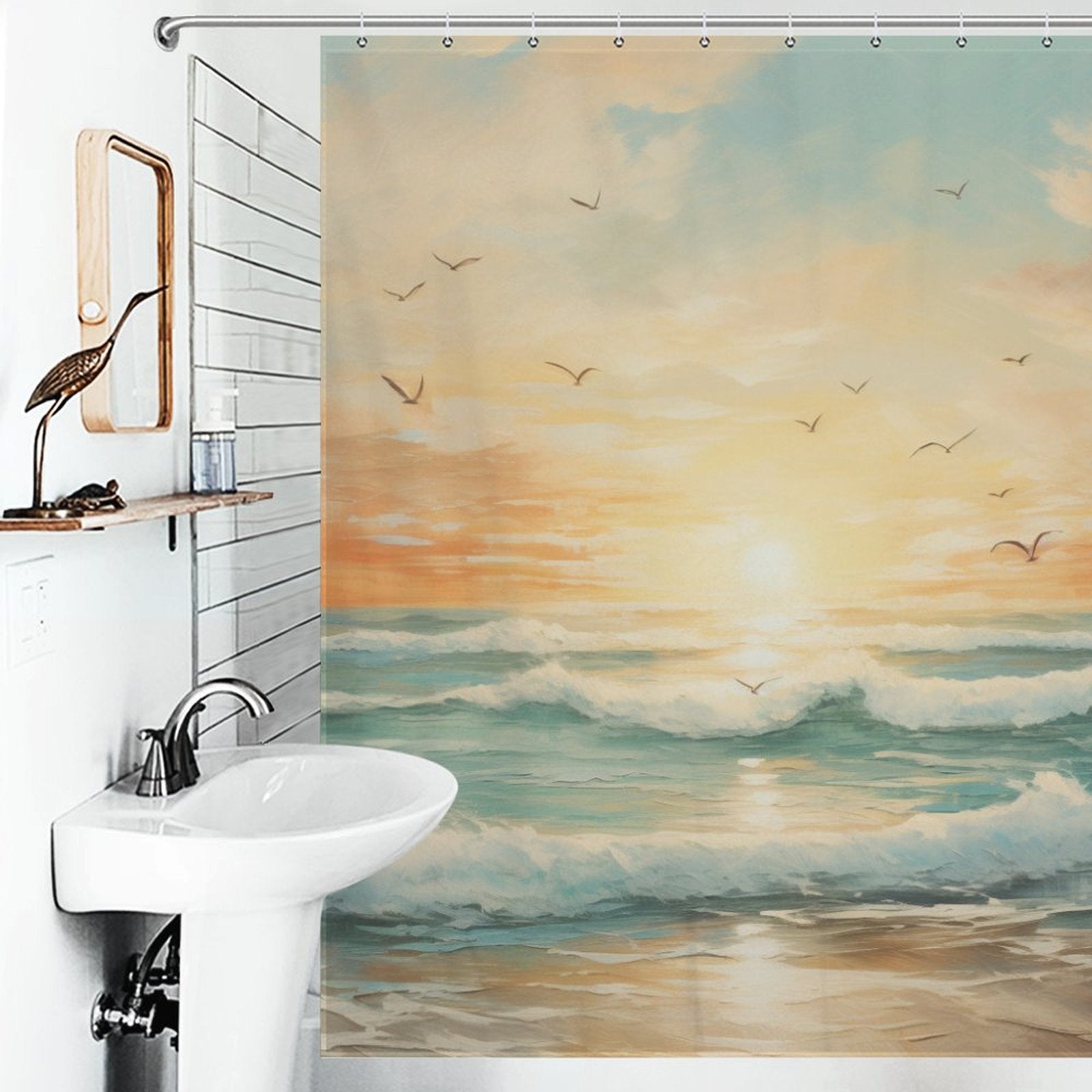 Seagull Beach Shower Curtain Tropical Paradise