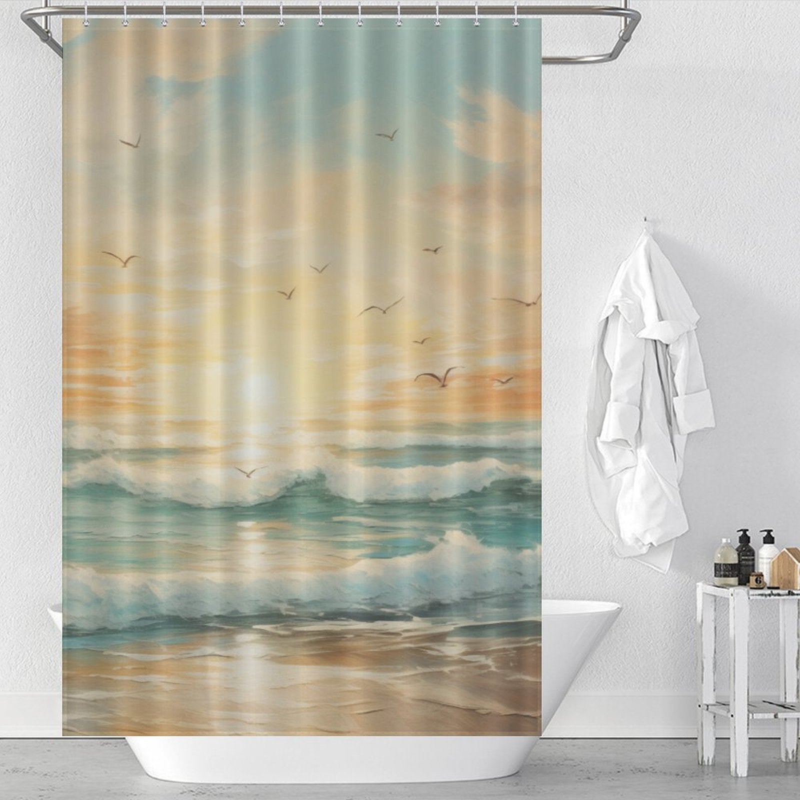 Seagull Beach Shower Curtain Tropical Paradise