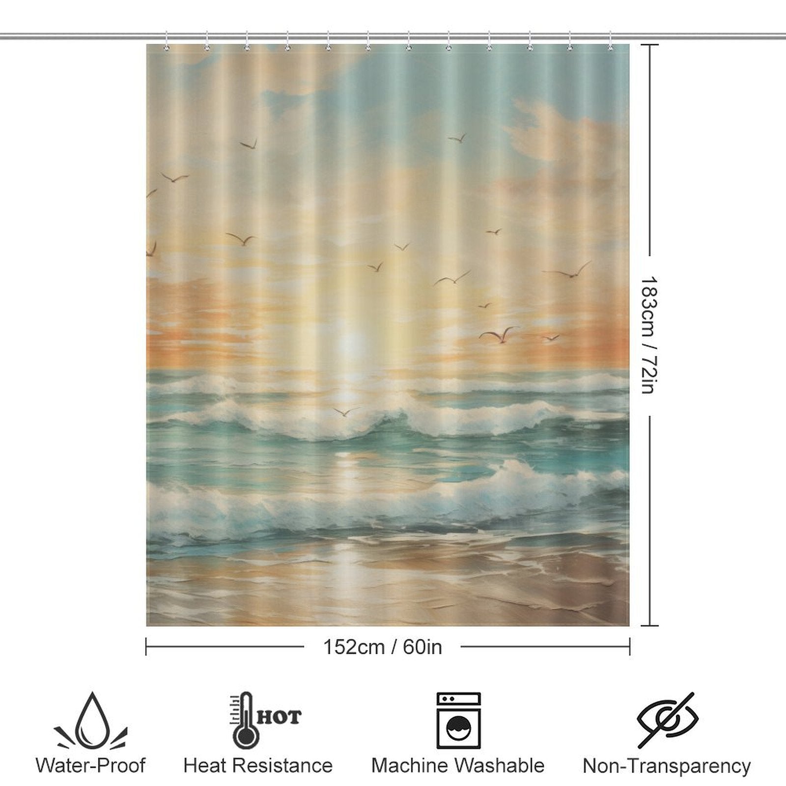 Seagull Beach Shower Curtain Tropical Paradise