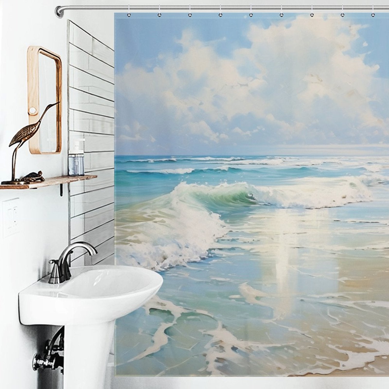 Seagull Wave Beach Shower Curtain