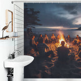 Seashell Bonfires Beach Shower Curtain 