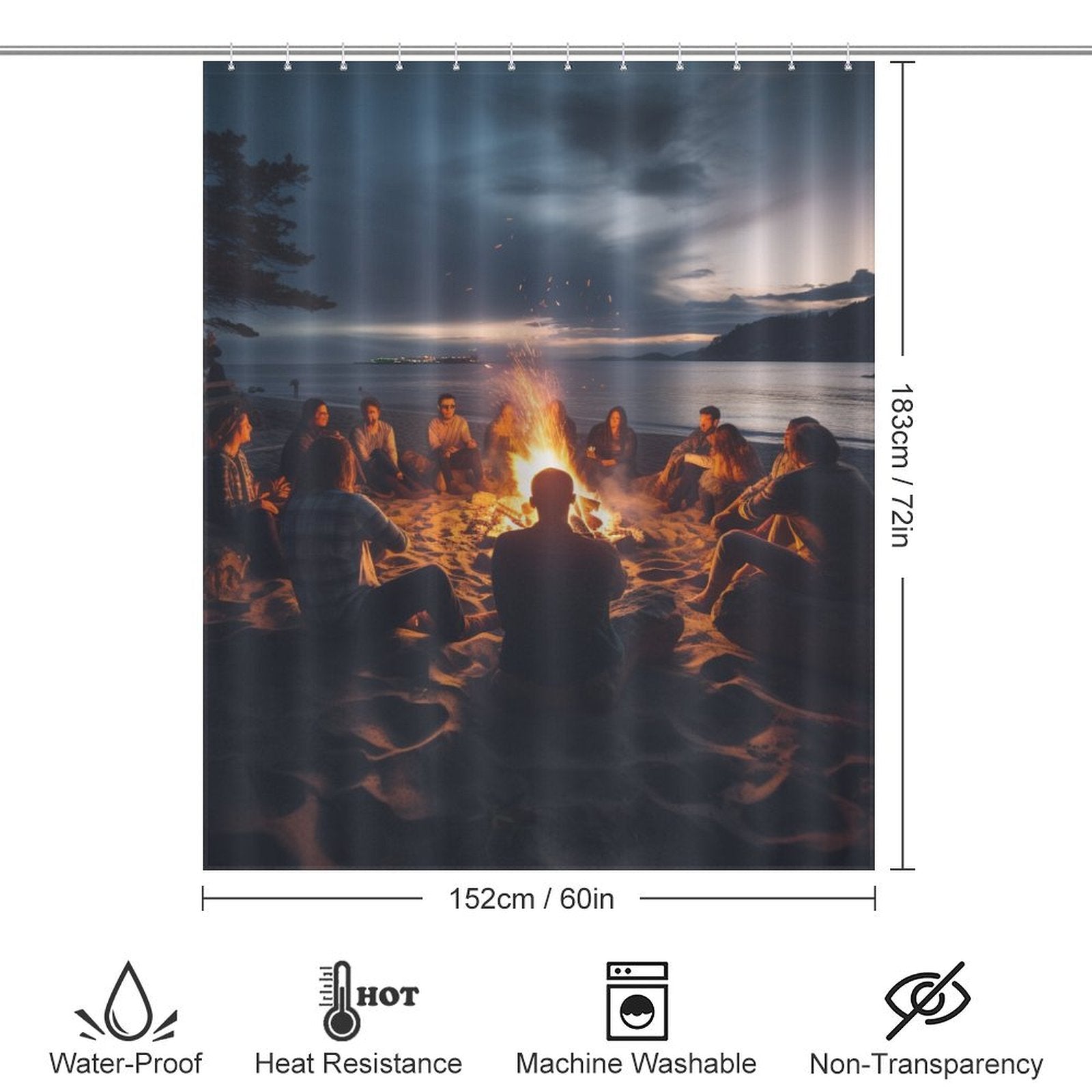 Seashell Bonfires Beach Shower Curtain 