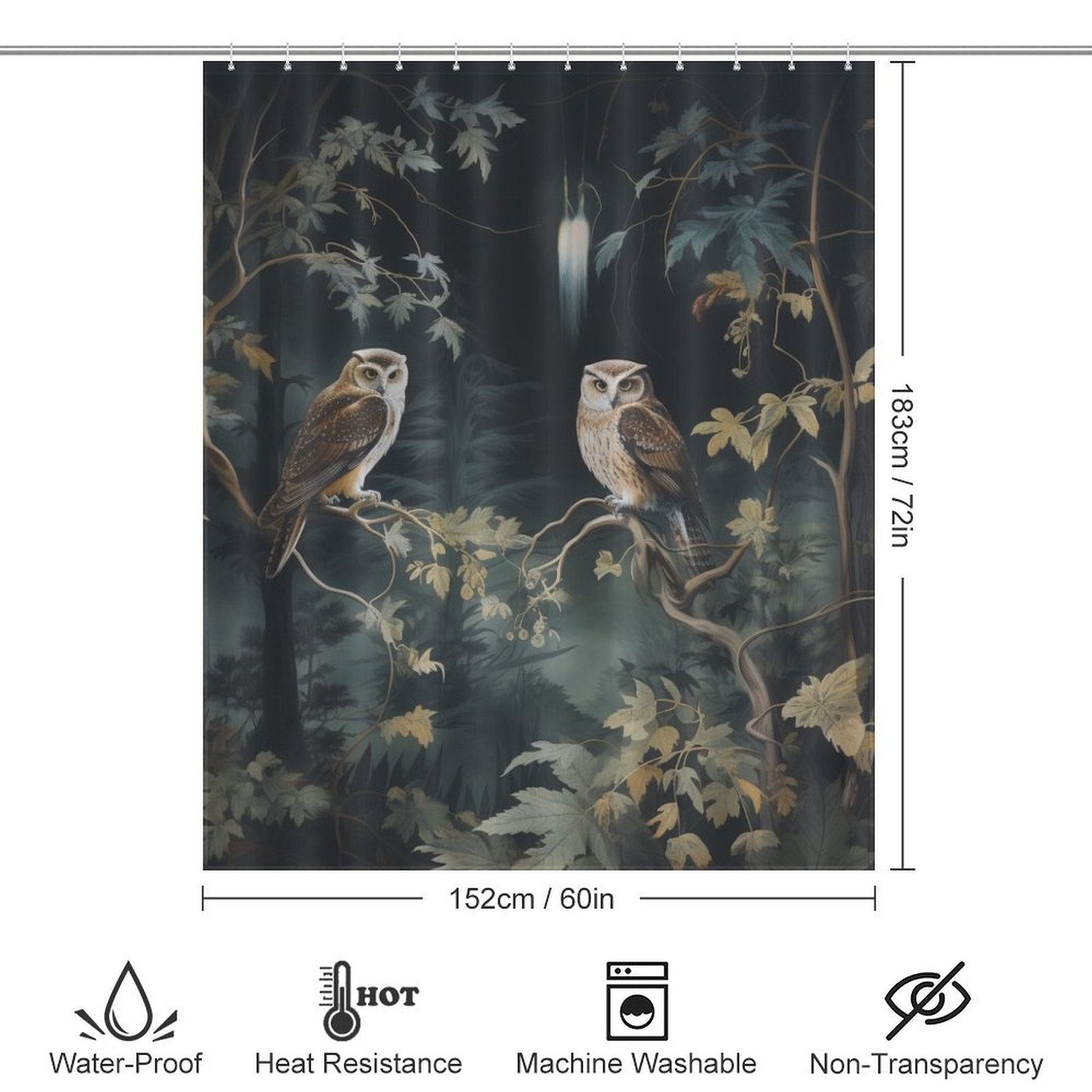 Secluded Forest Owl Shower Curtain