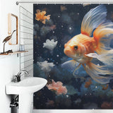 Serene Blue Depths Goldfish Shower Curtains 