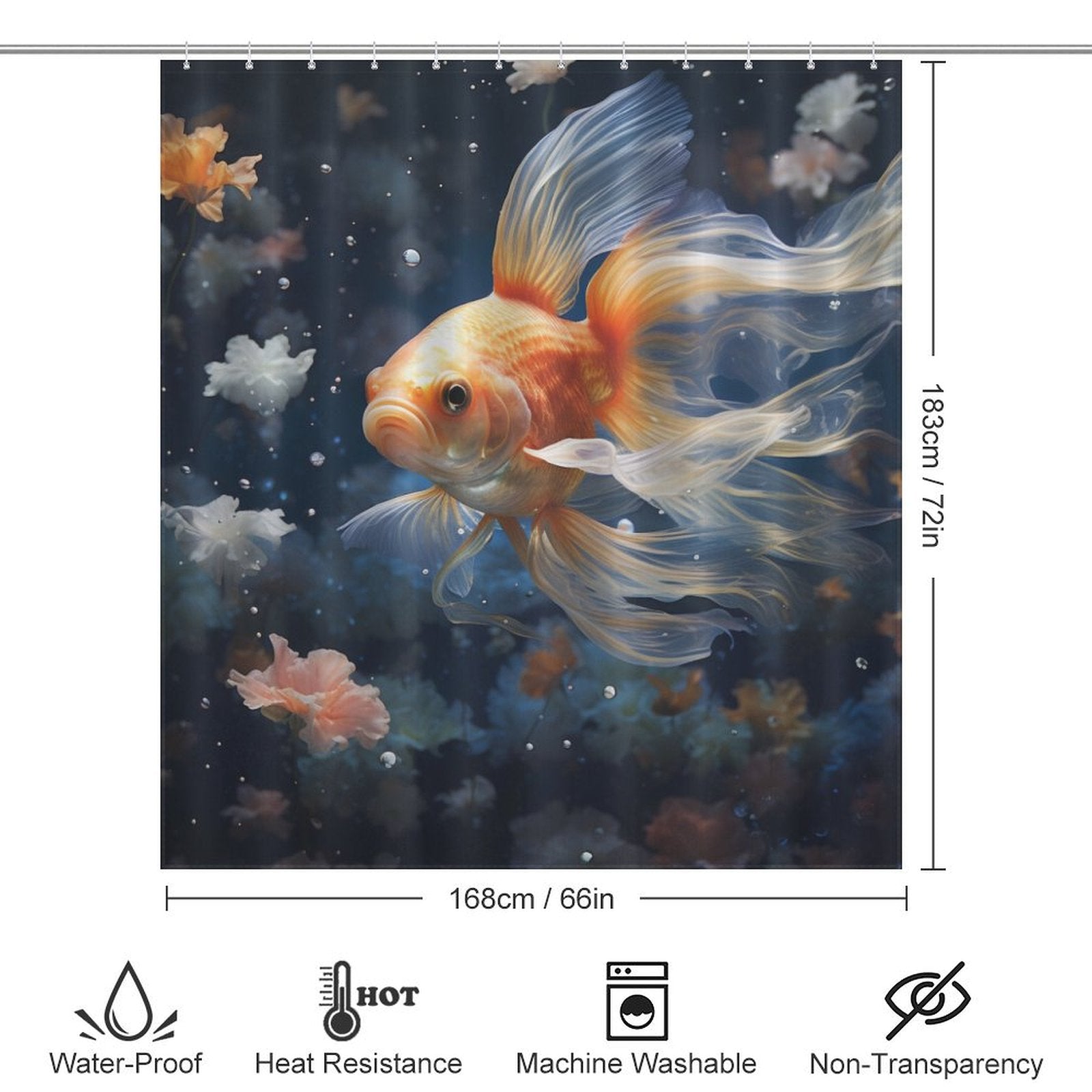 Serene Blue Depths Goldfish Shower Curtains 