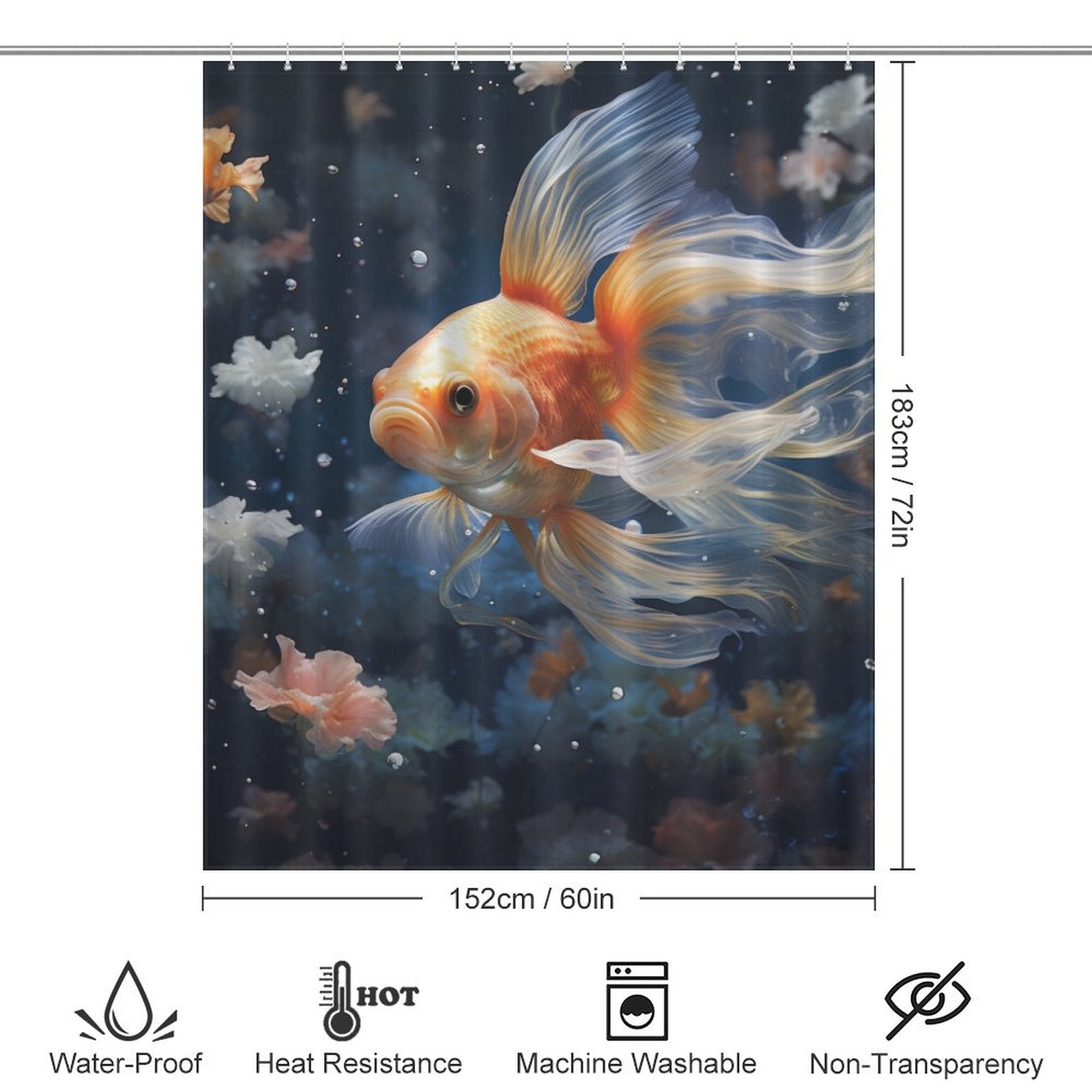 Serene Blue Depths Goldfish Shower Curtains 