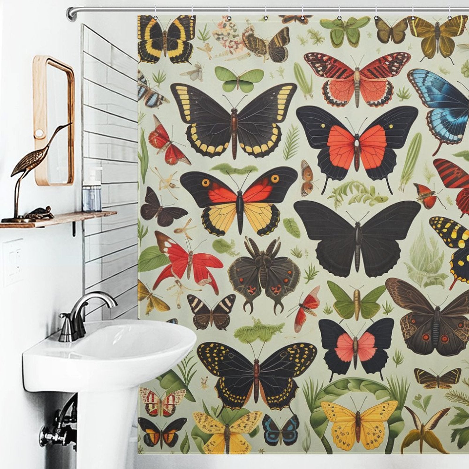 Serene Butterfly Garden Shower Curtain