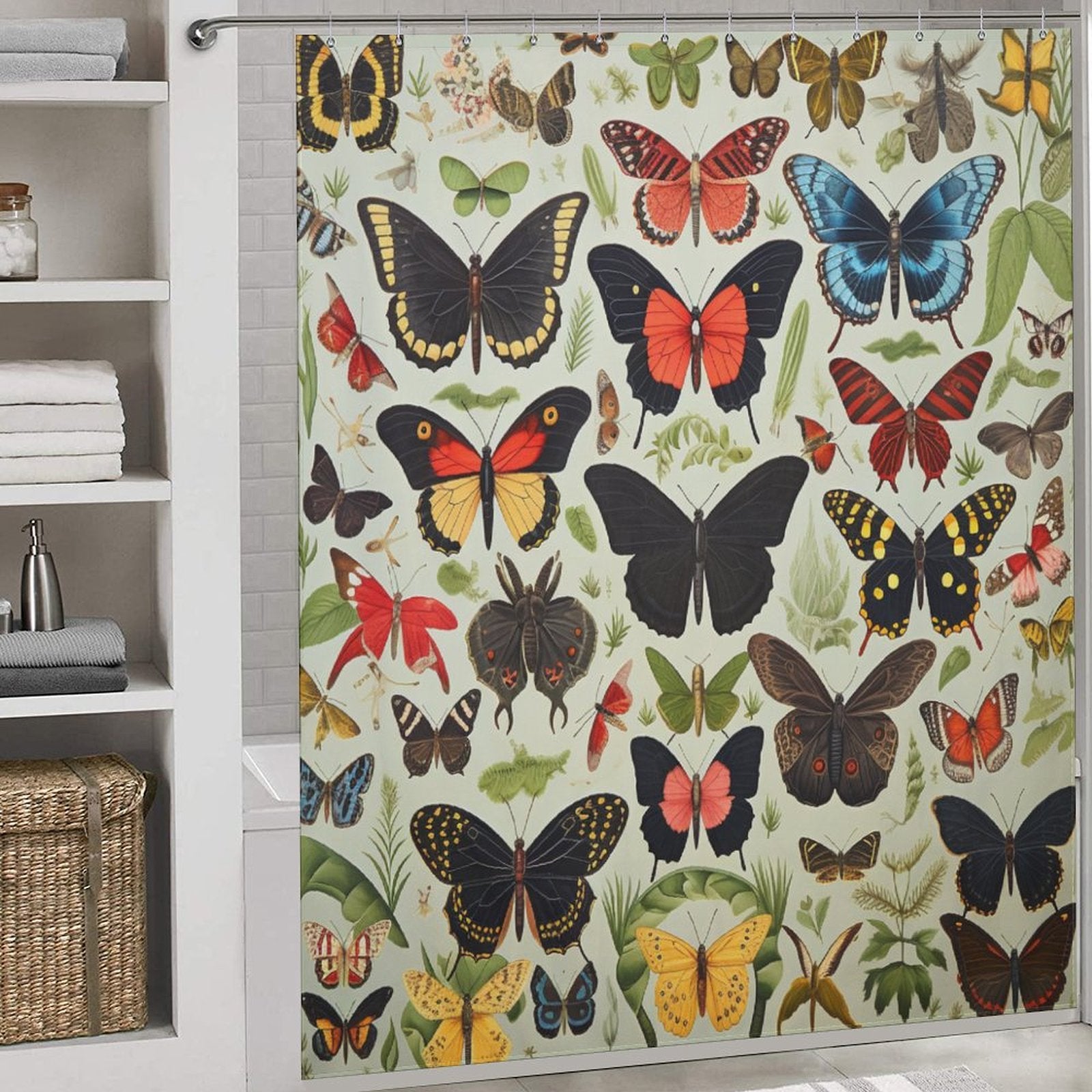 Serene Butterfly Garden Shower Curtain