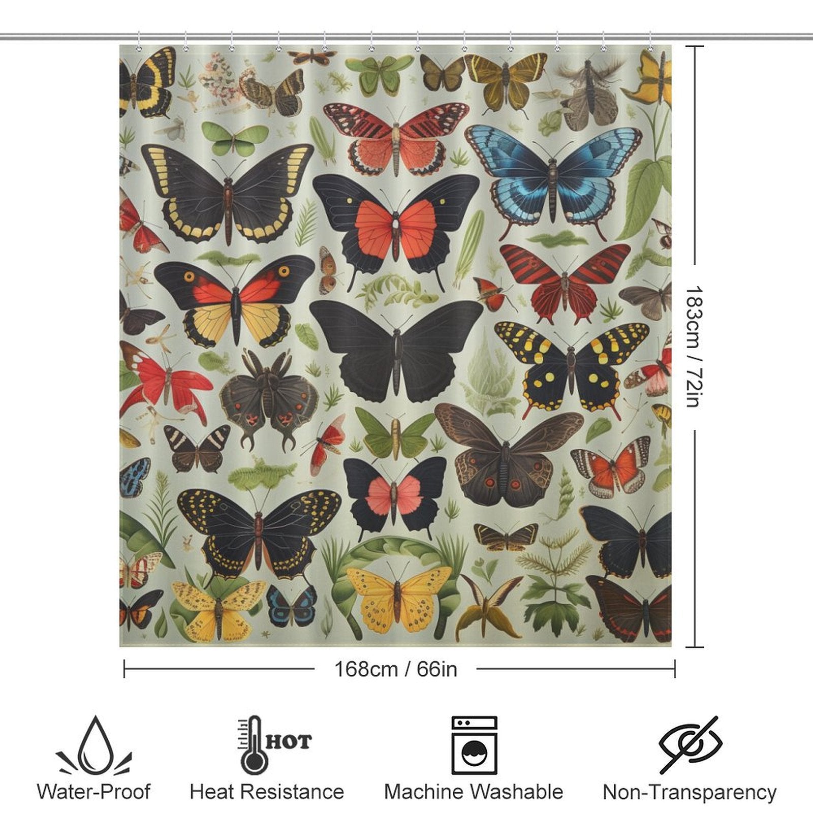 Serene Butterfly Garden Shower Curtain