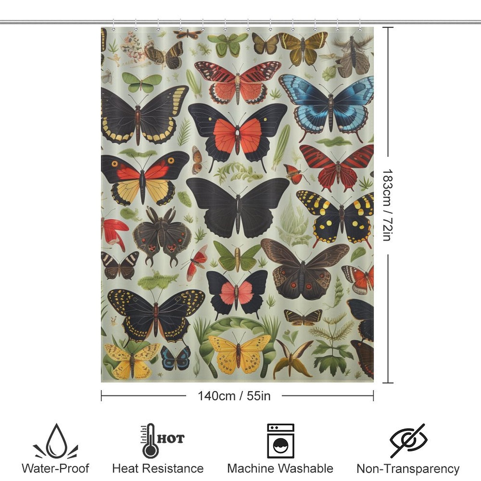 Serene Butterfly Garden Shower Curtain