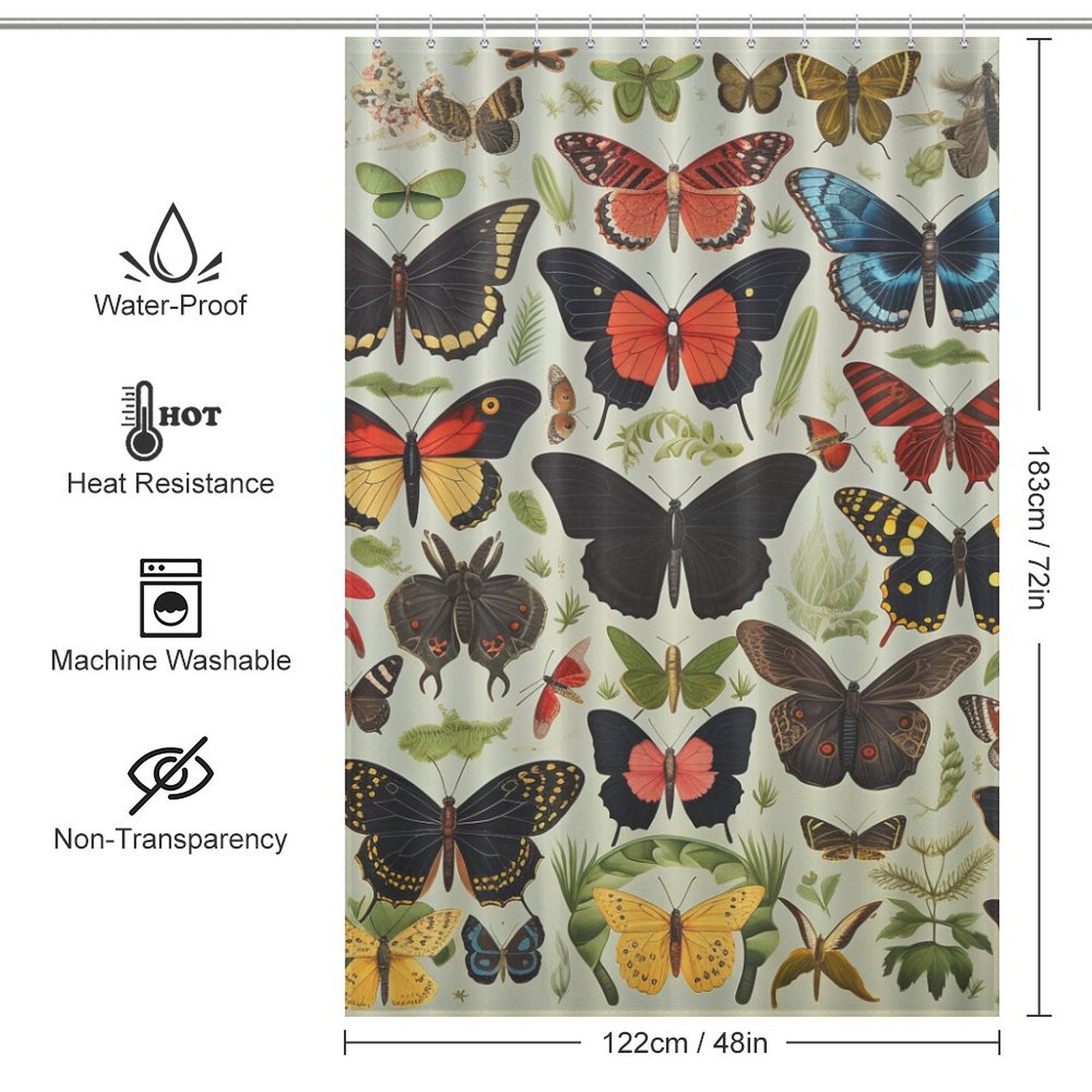 Serene Butterfly Garden Shower Curtain