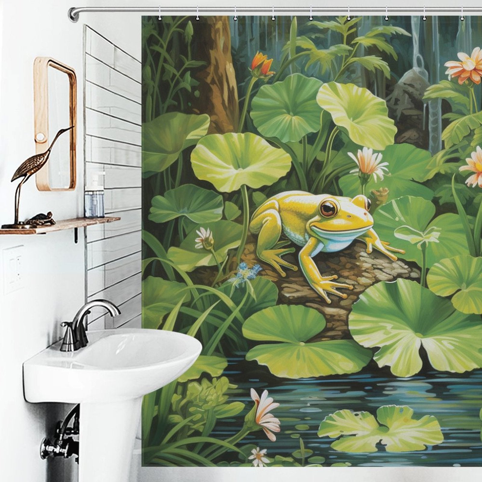 Serene Haven Frog Shower Curtain