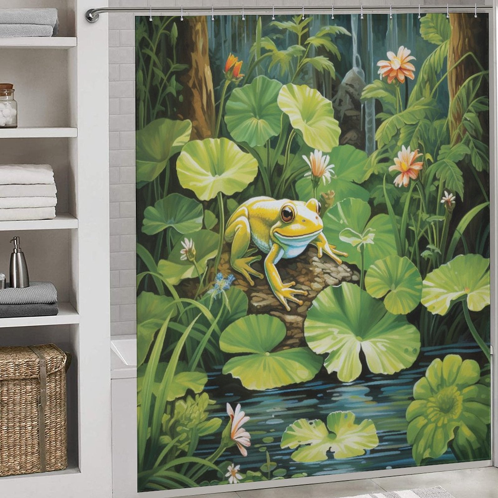 Serene Haven Frog Shower Curtain