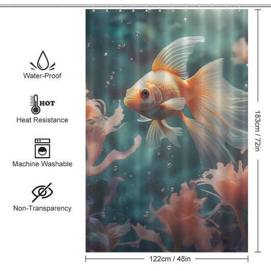 Serene Lotus goldfish shower curtain 