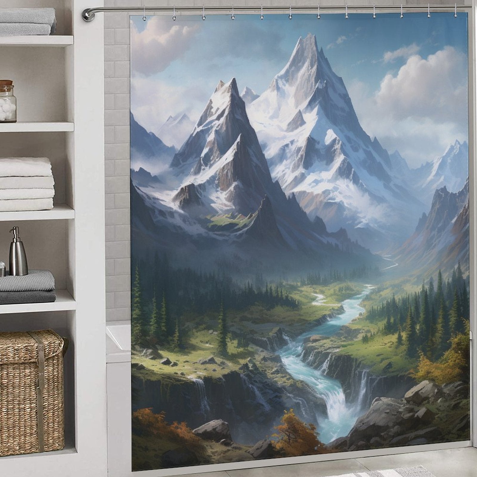 Serene Mountain Shower Curtain