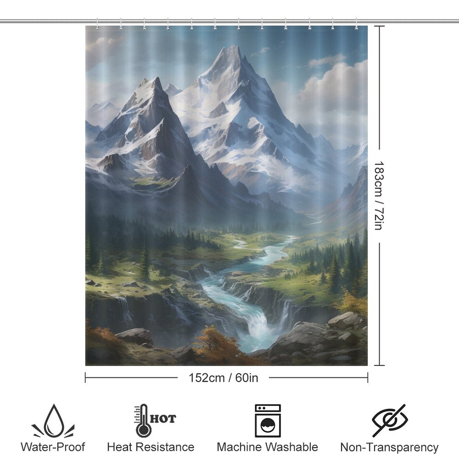 Serene Mountain Shower Curtain