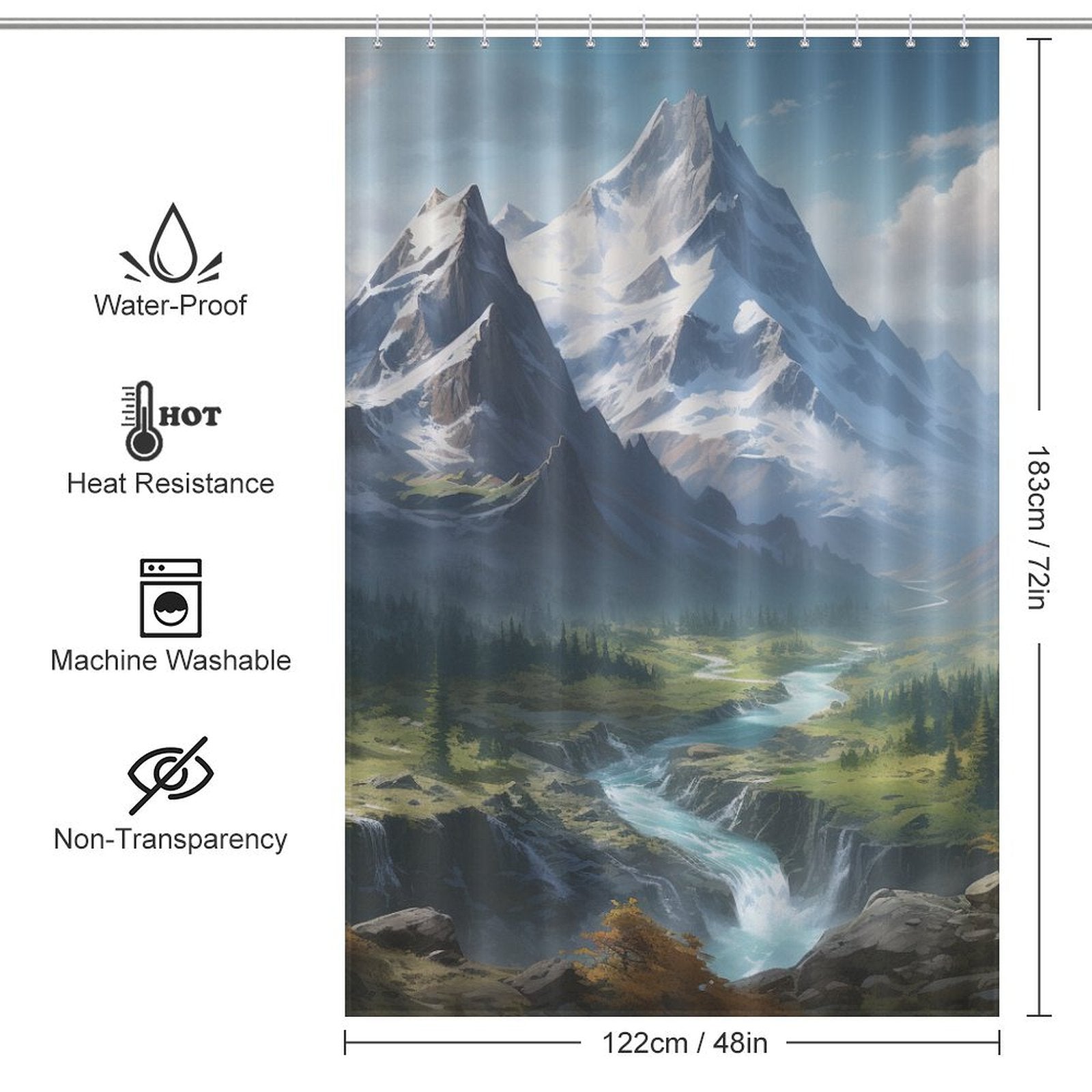 Serene Mountain Shower Curtain