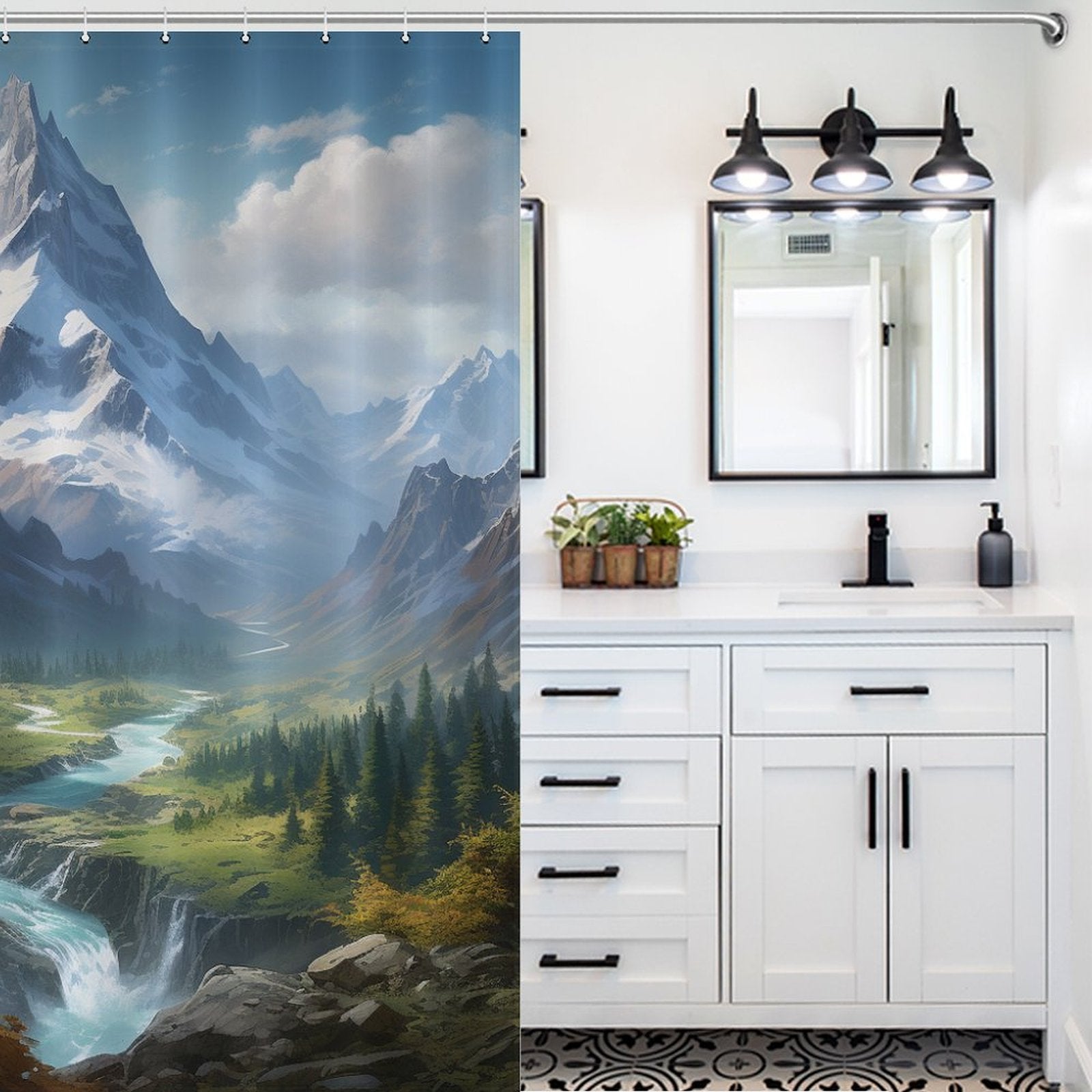 Serene Mountain Shower Curtain