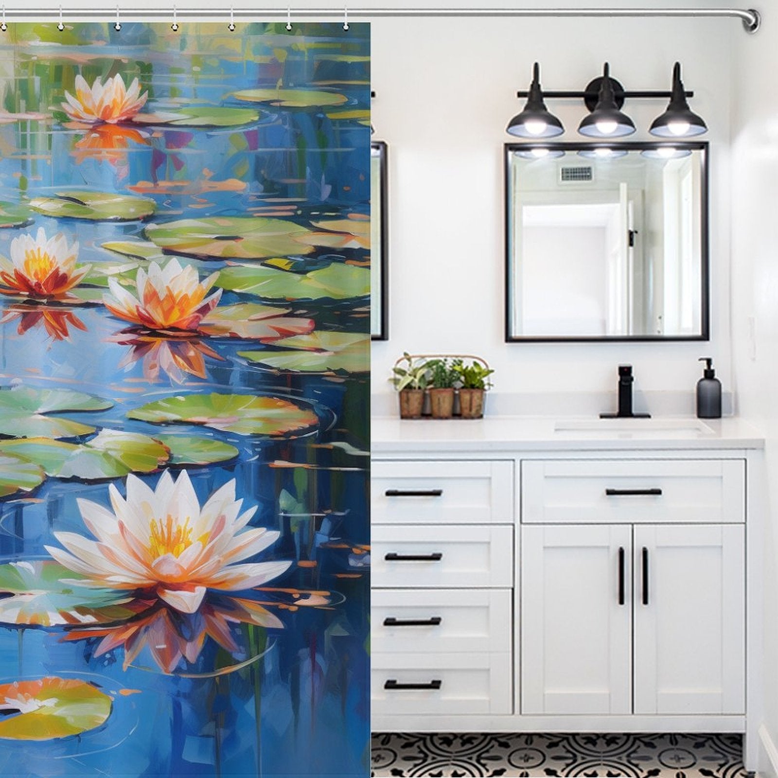 Serene Pond Lily Shower Curtain