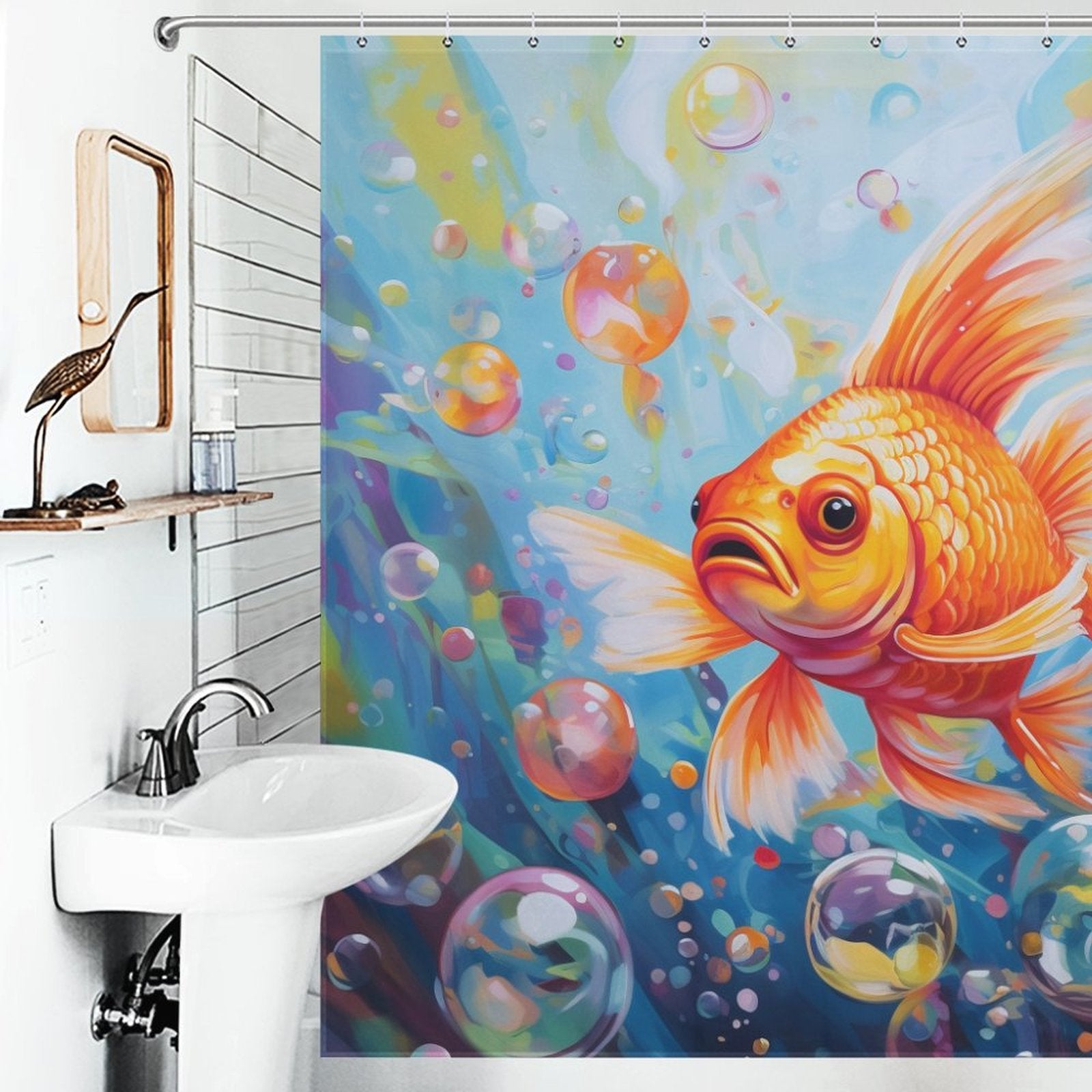 Serene Realistic Goldfish Shower Curtain