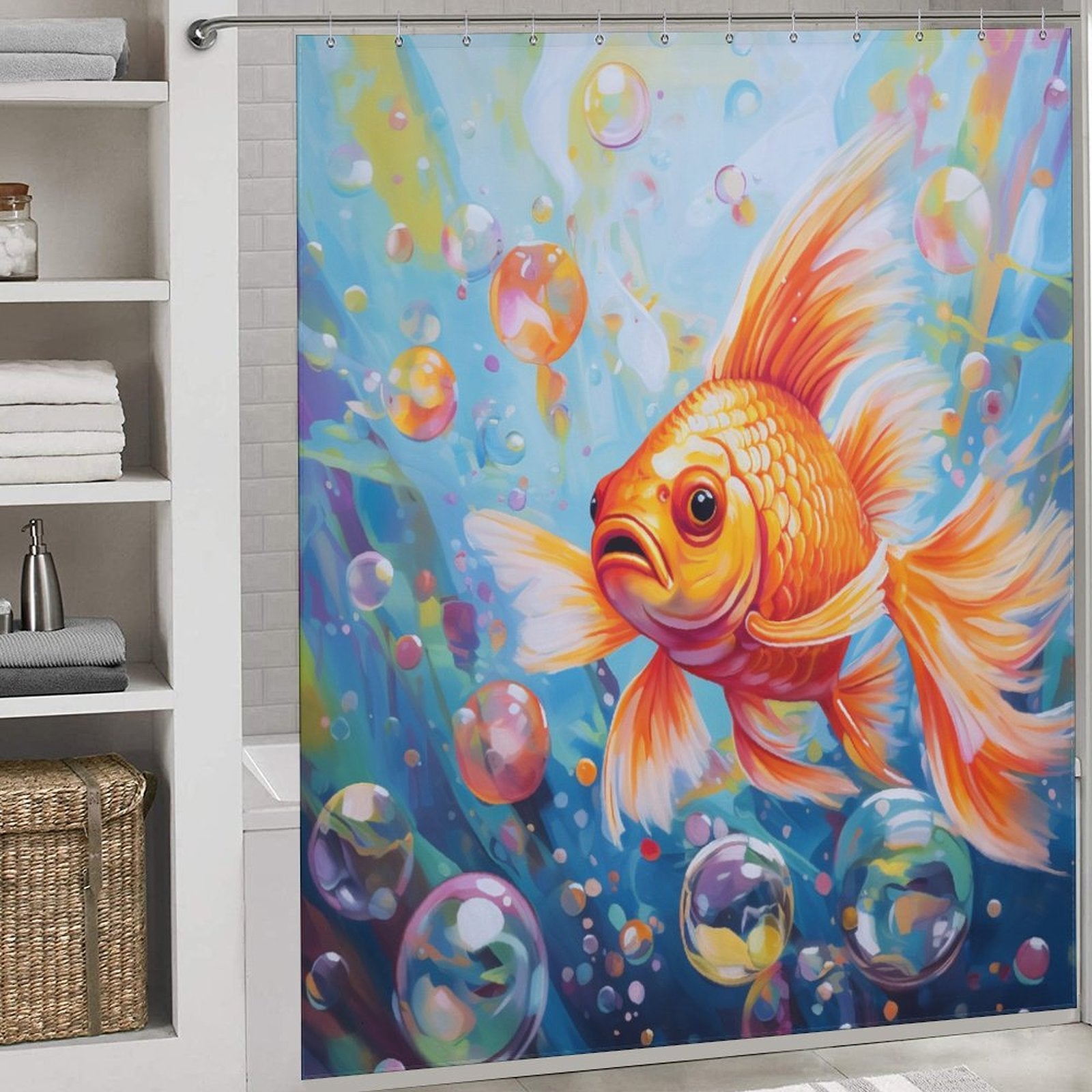 Serene Realistic Goldfish Shower Curtain