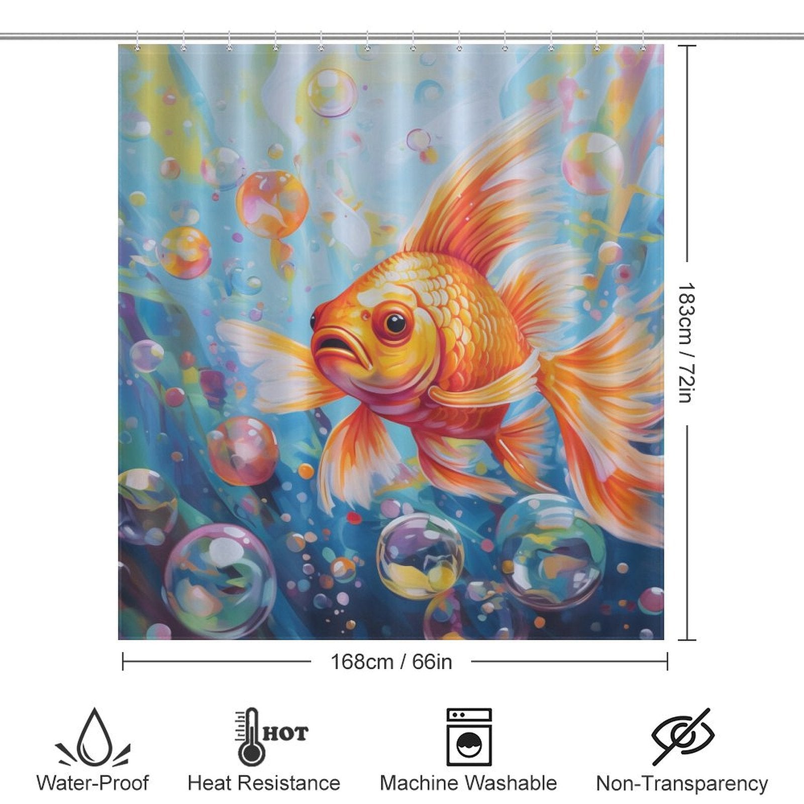 Serene Realistic Goldfish Shower Curtain