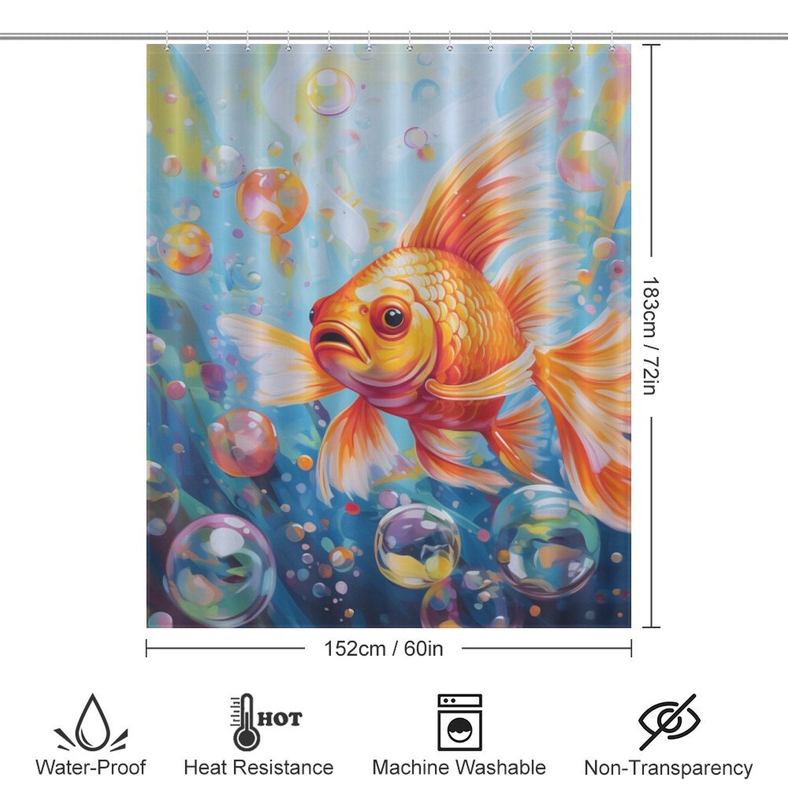 Serene Realistic Goldfish Shower Curtain