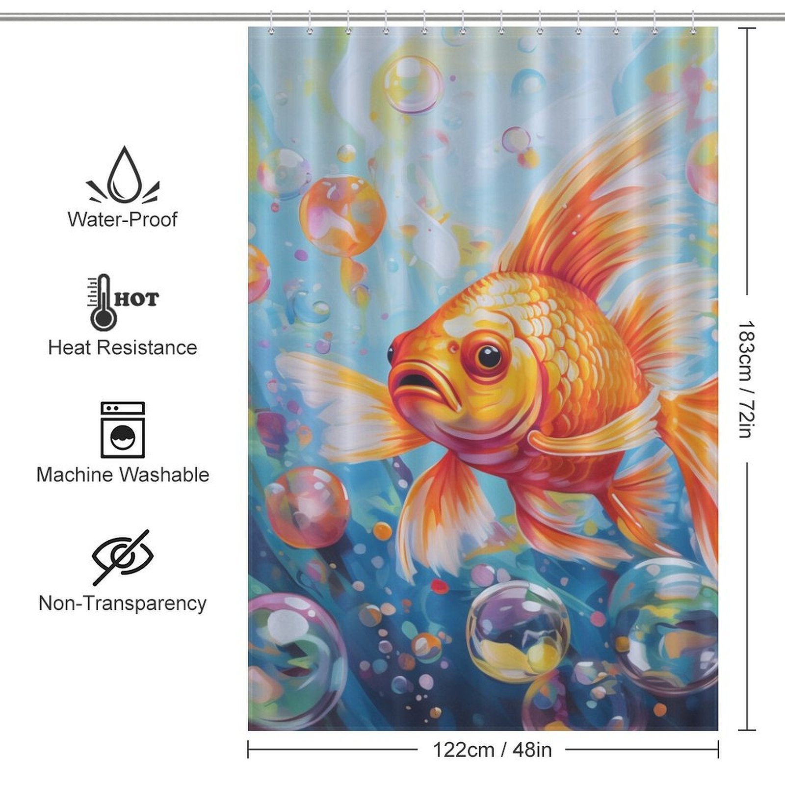 Serene Realistic Goldfish Shower Curtain