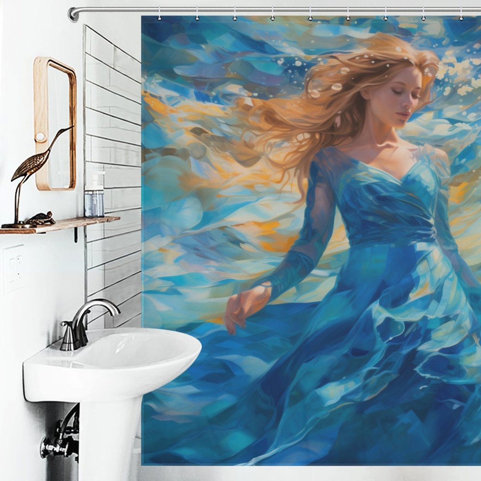 Serene Turquoise Shower Curtain