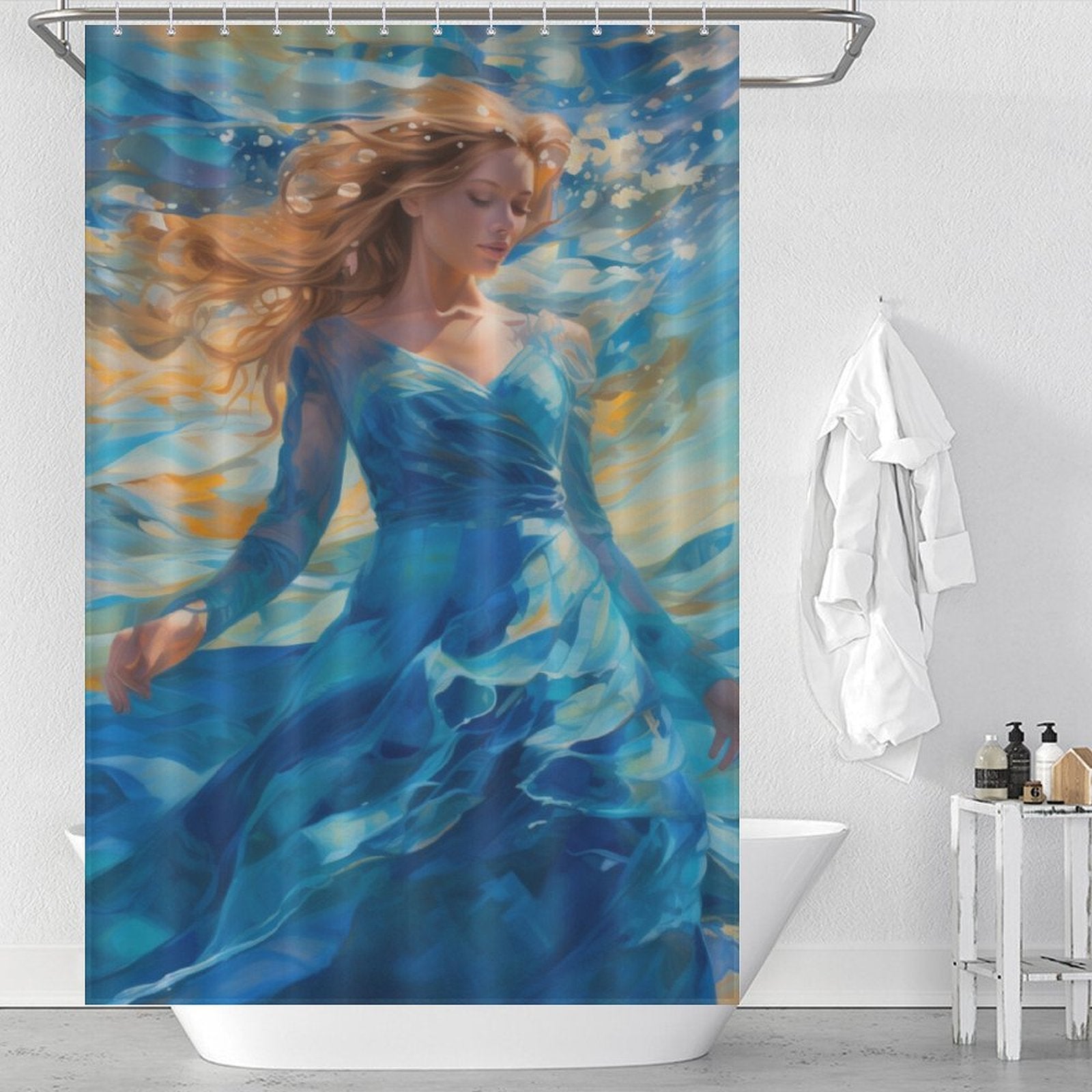 Serene Turquoise Shower Curtain