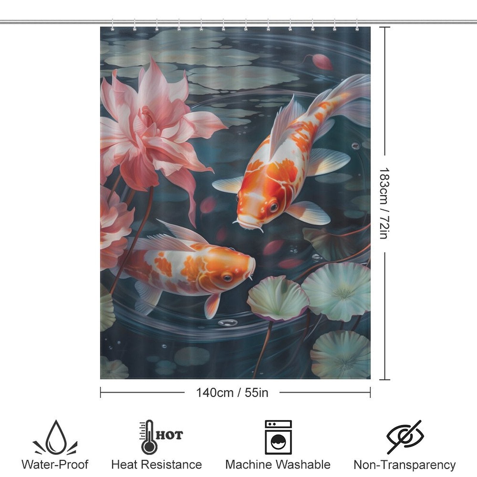 Serene goldfish shower curtain Elegance 