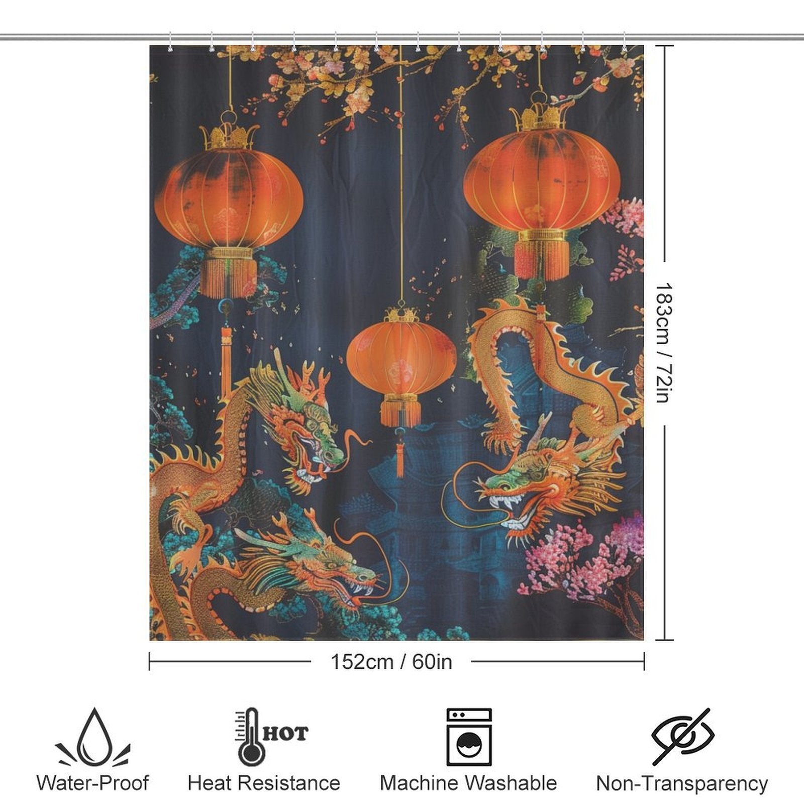 Silk Lanterns Oriental Shower Curtain