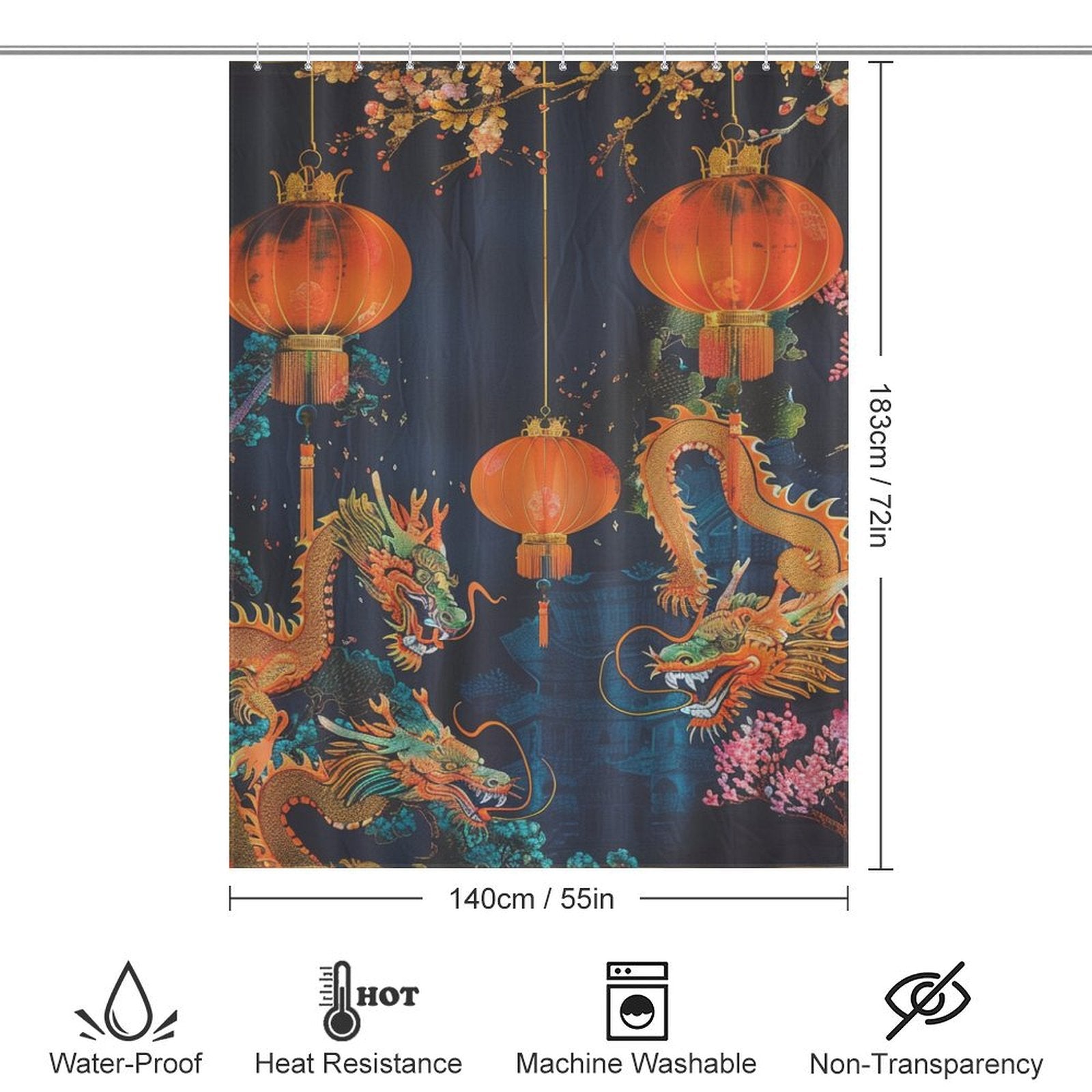 Silk Lanterns Oriental Shower Curtain