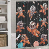 This durable and whimsical Sloth Astronauts Shower Curtain by Cotton Cat features adorable astronauts.
